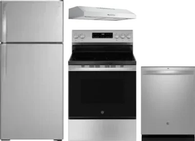 4 Piece Package Includes Refrigerator, Range, Hood And Dishwasher
