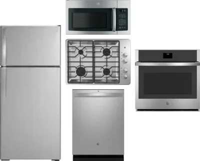 5 Piece Package Includes Refrigerator, Cooktop, Wall Oven, Microwave And Dishwasher