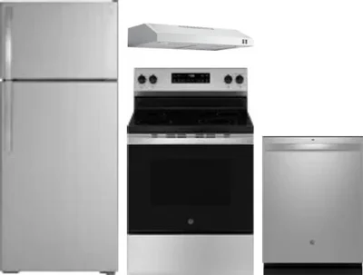 4 Piece Package Includes Refrigerator, Range, Hood And Dishwasher