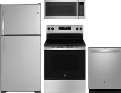 4 Piece Package Includes Refrigerator, Range, Microwave And Dishwasher