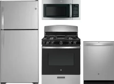 4 Piece Package Includes Refrigerator, Range, Microwave And Dishwasher