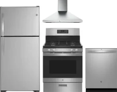 4 Piece Package Includes Refrigerator, Range, Hood And Dishwasher
