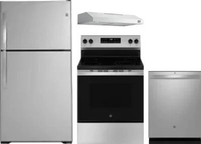 4 Piece Package Includes Refrigerator, Range, Hood And Dishwasher