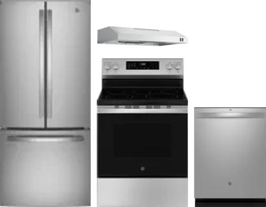 4 Piece Package Includes Refrigerator, Range, Hood And Dishwasher