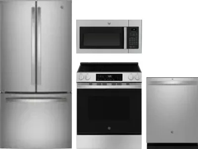 4 Piece Package Includes Refrigerator, Range, Microwave And Dishwasher