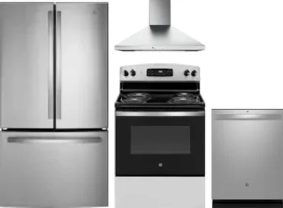 4 Piece Package Includes Refrigerator, Range, Hood And Dishwasher