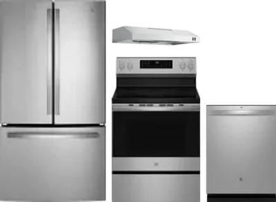 4 Piece Package Includes Refrigerator, Range, Hood And Dishwasher