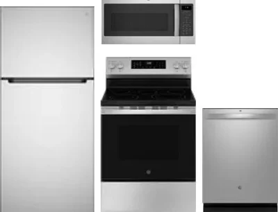 4 Piece Package Includes Refrigerator, Range, Microwave And Dishwasher