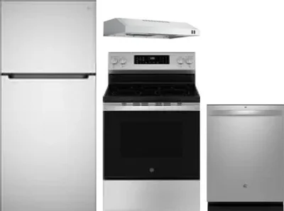 4 Piece Package Includes Refrigerator, Range, Hood And Dishwasher