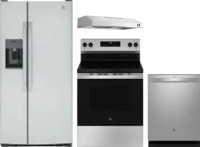 4 Piece Package Includes Refrigerator, Range, Hood And Dishwasher
