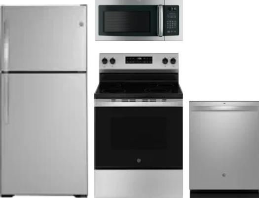 4 Piece Package Includes Refrigerator, Range, Microwave And Dishwasher
