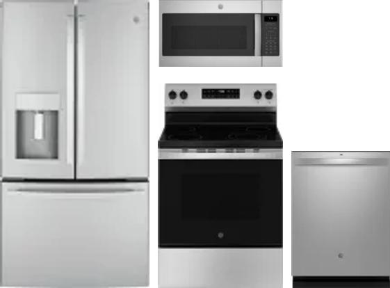 4 Piece Package Includes Refrigerator, Range, Microwave And Dishwasher