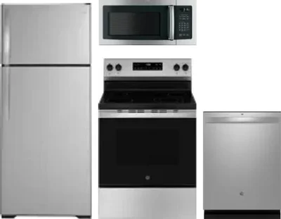 4 Piece Package Includes Refrigerator, Range, Microwave And Dishwasher