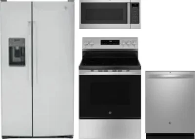 4 Piece Package Includes Refrigerator, Range, Microwave And Dishwasher