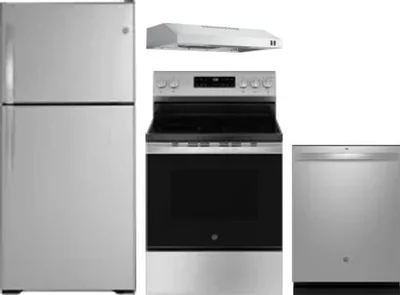 4 Piece Package Includes Refrigerator, Range, Hood And Dishwasher