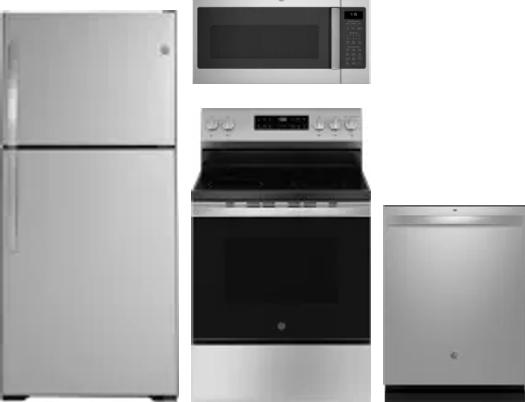 4 Piece Package Includes Refrigerator, Range, Microwave And Dishwasher