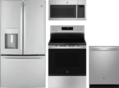 4 Piece Package Includes Refrigerator, Range, Microwave And Dishwasher