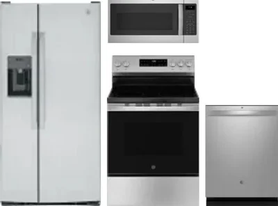 4 Piece Package Includes Refrigerator, Range, Microwave And Dishwasher