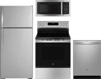 4 Piece Package Includes Refrigerator, Range, Microwave And Dishwasher