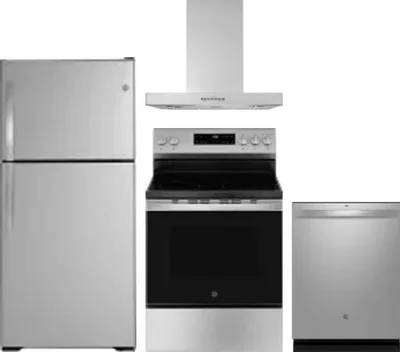 4 Piece Package Includes Refrigerator, Range, Hood And Dishwasher