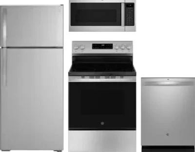 4 Piece Package Includes Refrigerator, Range, Microwave And Dishwasher