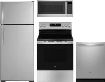4 Piece Package Includes Refrigerator, Range, Microwave And Dishwasher