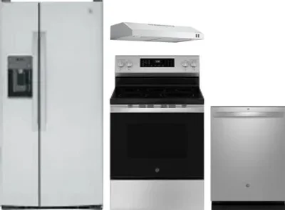4 Piece Package Includes Refrigerator, Range, Hood And Dishwasher