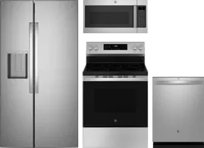 4 Piece Package Includes Refrigerator, Range, Microwave And Dishwasher