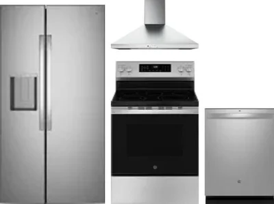 4 Piece Package Includes Refrigerator, Range, Hood And Dishwasher