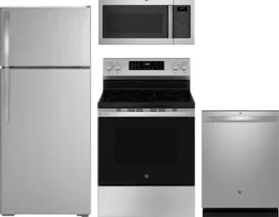 4 Piece Package Includes Refrigerator, Range, Microwave And Dishwasher
