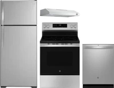 4 Piece Package Includes Refrigerator, Range, Hood And Dishwasher
