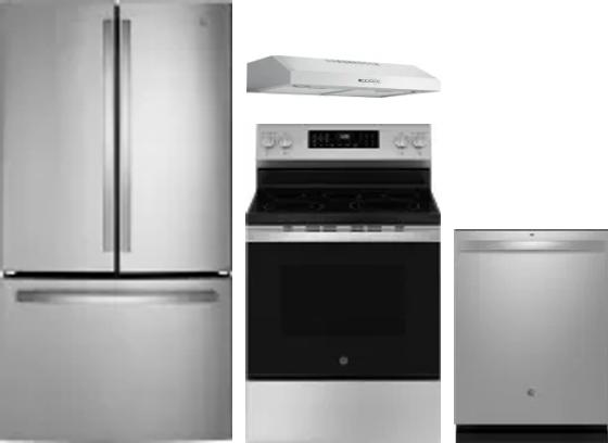 4 Piece Package Includes Refrigerator, Range, Hood And Dishwasher