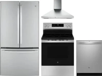 4 Piece Package Includes Refrigerator, Range, Hood And Dishwasher