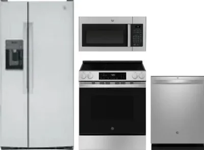 4 Piece Package Includes Refrigerator, Range, Microwave And Dishwasher
