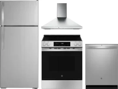 4 Piece Package Includes Refrigerator, Range, Hood And Dishwasher