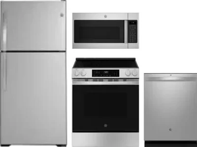 4 Piece Package Includes Refrigerator, Range, Microwave And Dishwasher