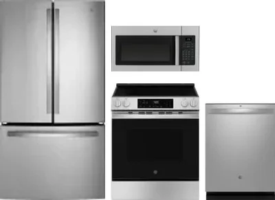 4 Piece Package Includes Refrigerator, Range, Microwave And Dishwasher