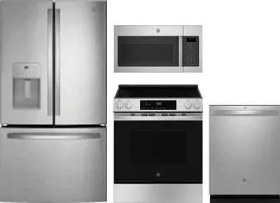 4 Piece Package Includes Refrigerator, Range, Microwave And Dishwasher