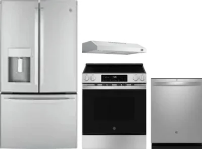 4 Piece Package Includes Refrigerator, Range, Hood And Dishwasher