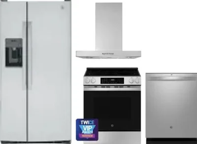 4 Piece Package Includes Refrigerator, Range, Hood And Dishwasher