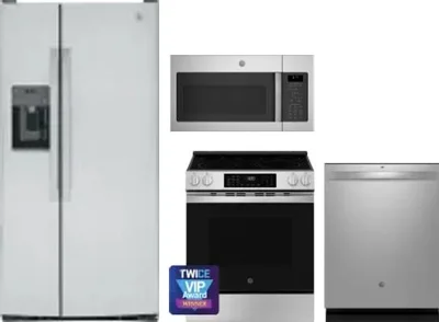 4 Piece Package Includes Refrigerator, Range, Microwave And Dishwasher