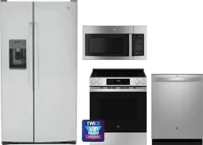 4 Piece Package Includes Refrigerator, Range, Microwave And Dishwasher