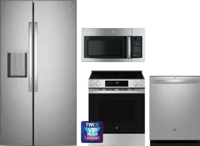 4 Piece Package Includes Refrigerator, Range, Microwave And Dishwasher