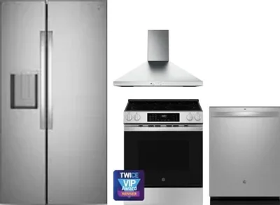 4 Piece Package Includes Refrigerator, Range, Hood And Dishwasher