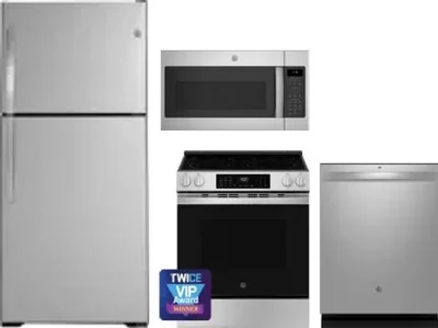 4 Piece Package Includes Refrigerator, Range, Microwave And Dishwasher