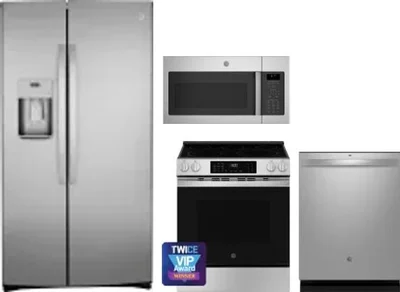 4 Piece Package Includes Refrigerator, Range, Microwave And Dishwasher