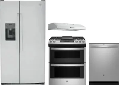 4 Piece Package Includes Refrigerator, Range, Hood And Dishwasher