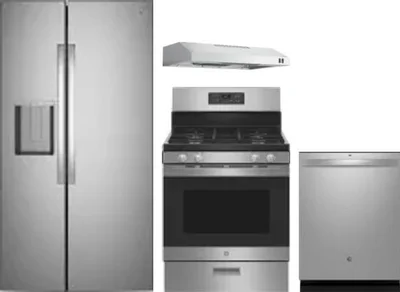 4 Piece Package Includes Refrigerator, Range, Hood And Dishwasher