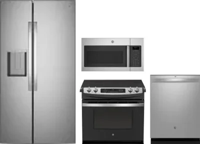 4 Piece Package Includes Refrigerator, Range, Microwave And Dishwasher