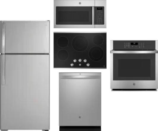5 Piece Package Includes Refrigerator, Cooktop, Wall Oven, Microwave And Dishwasher